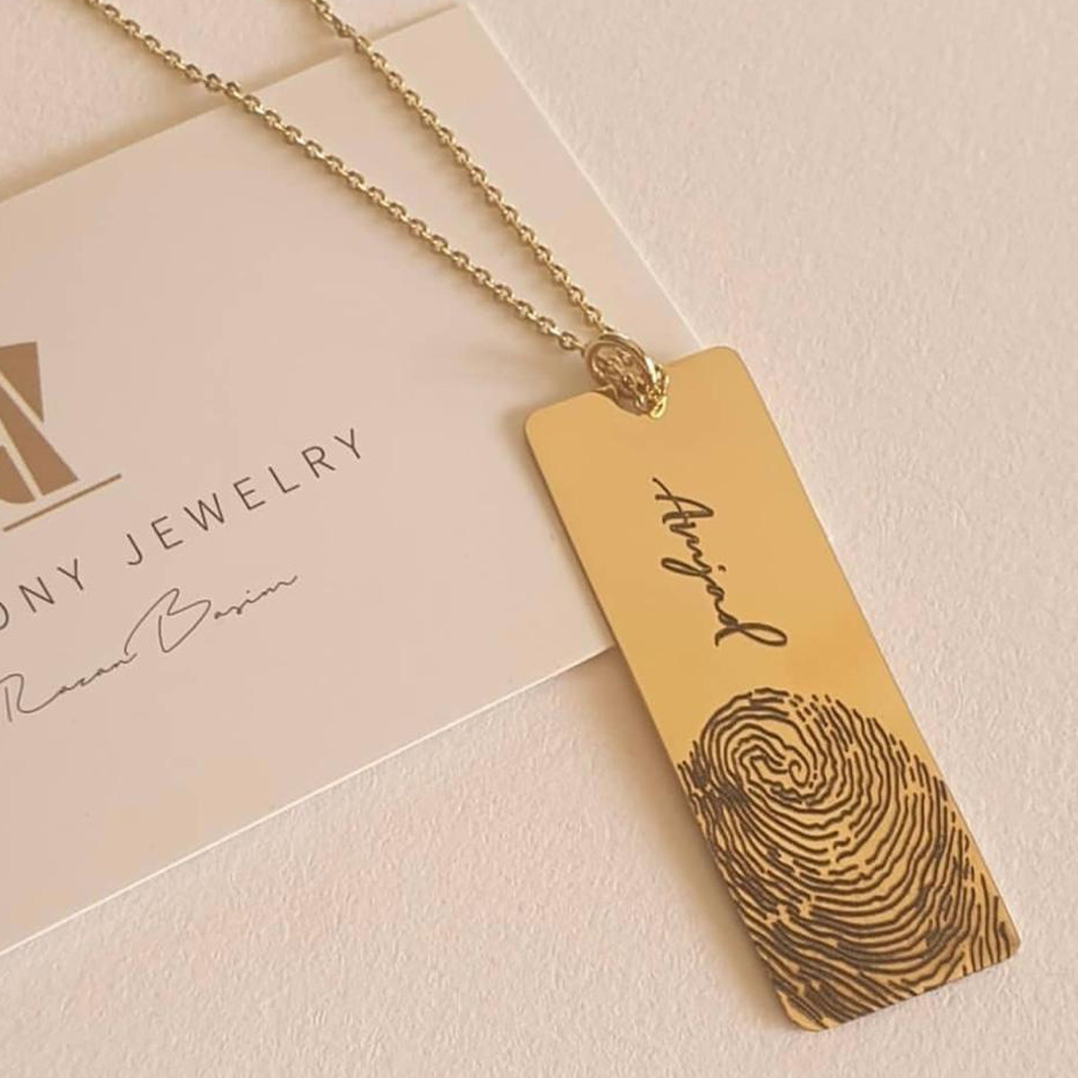 Fingerprint Gold Necklace Sketch Design