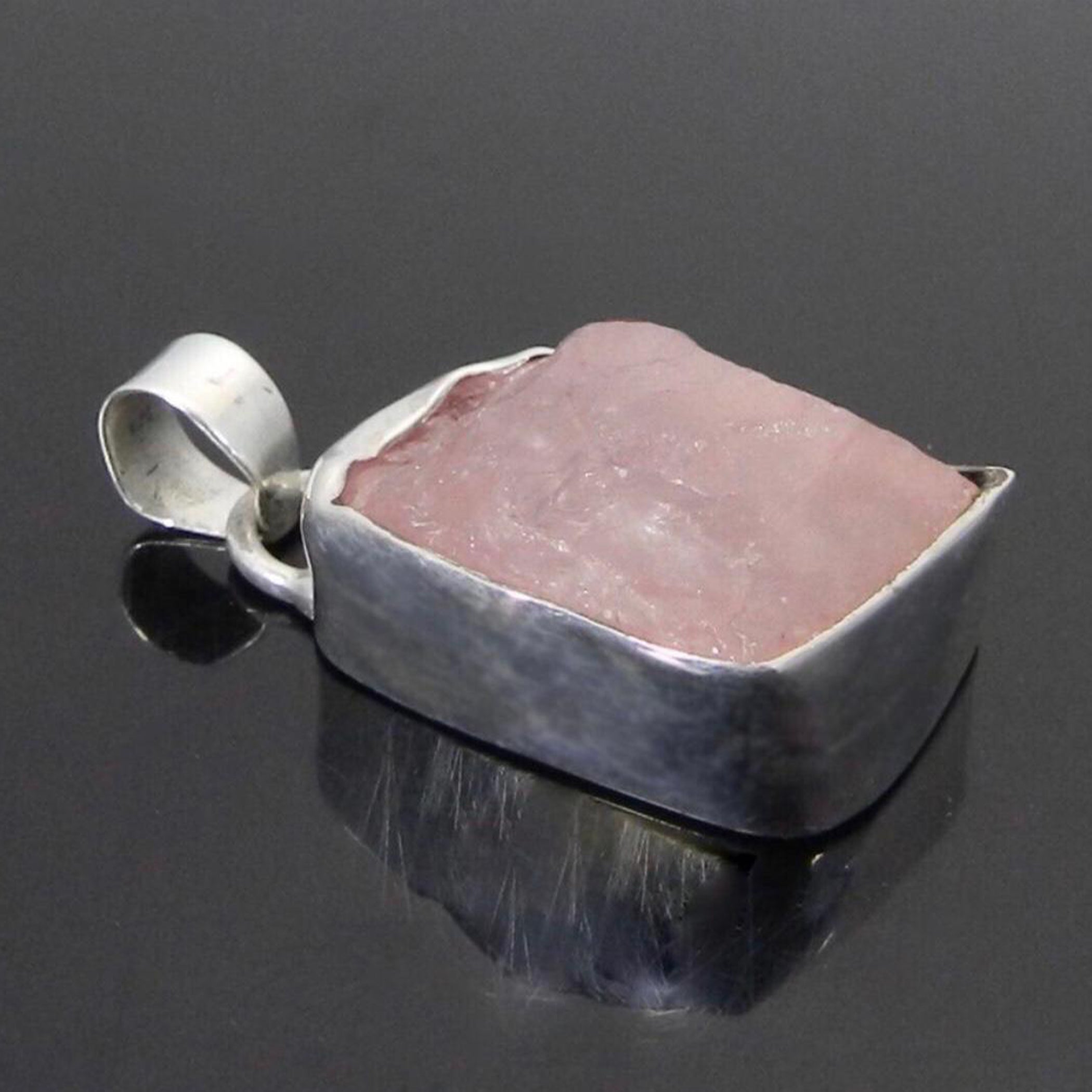 Rose Quartz Stone Silver Design Pendant