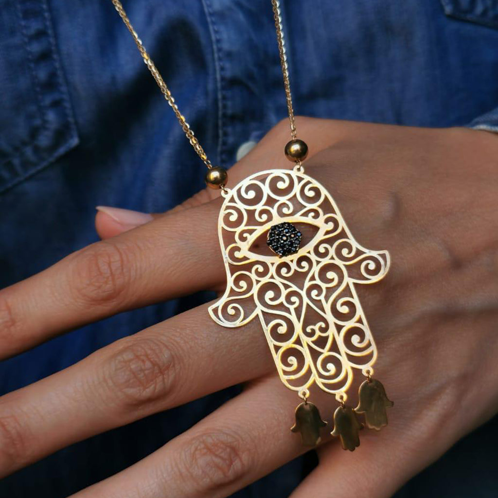 Gold Kaf Fatima Design Necklace
