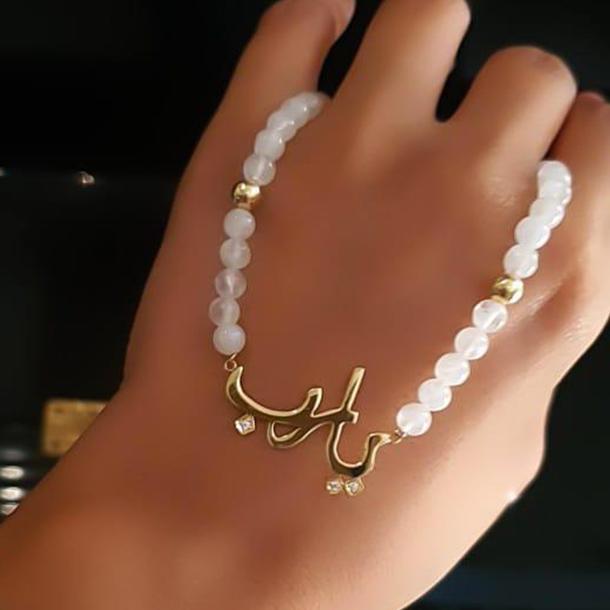 Gold Design with Moon Stone Necklace