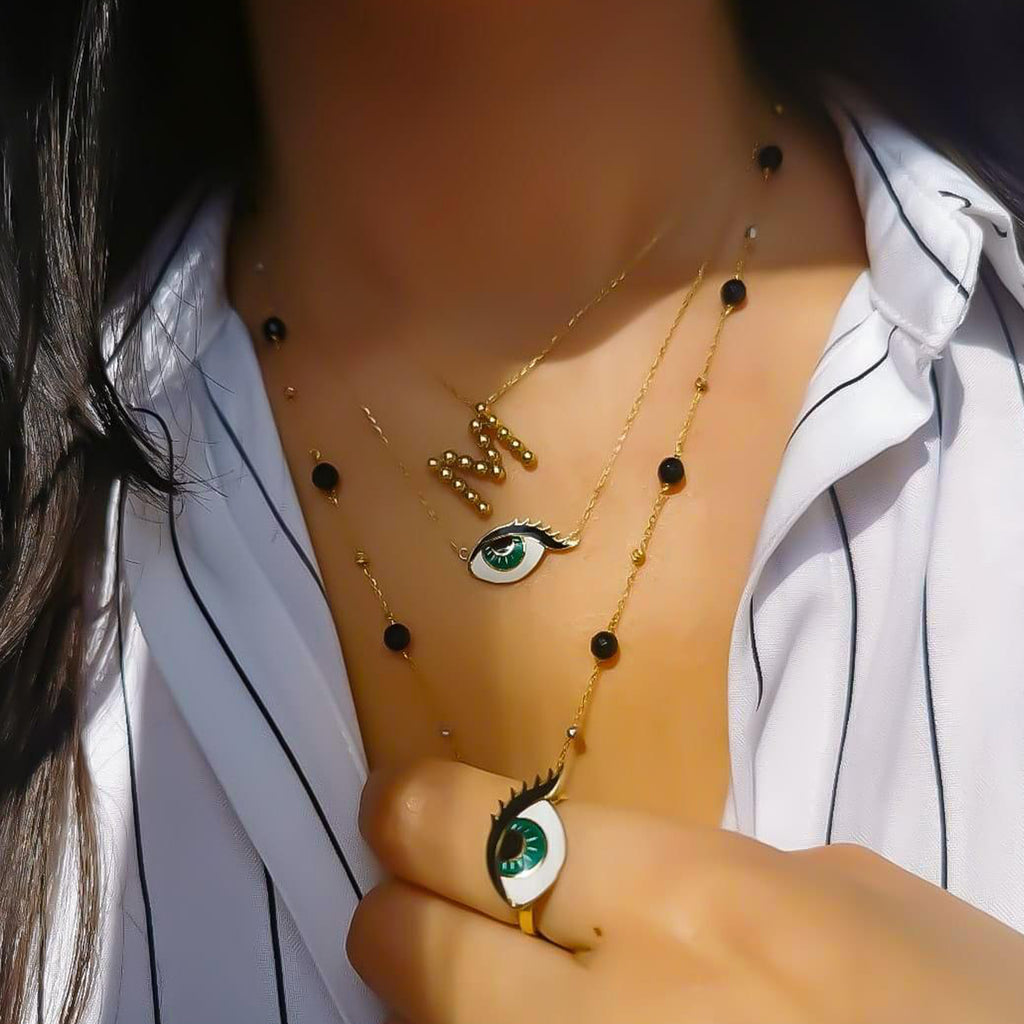 Gold “Wishing Eye” Design With Italian Enamel Ring