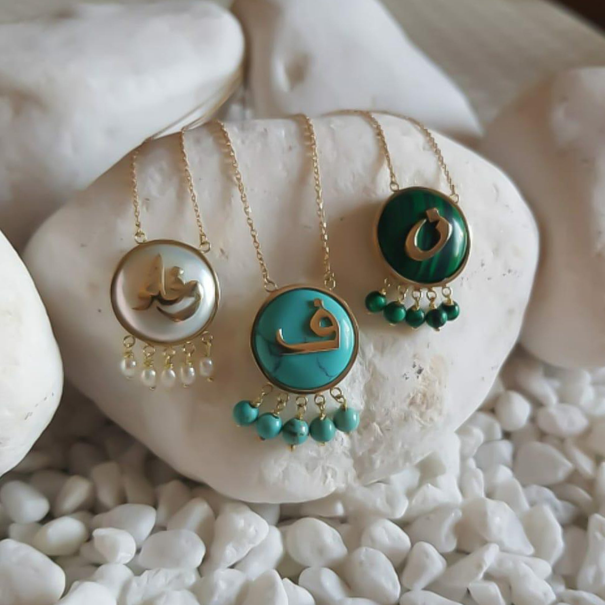 Gold Letter Design Natural Pearl Necklace
