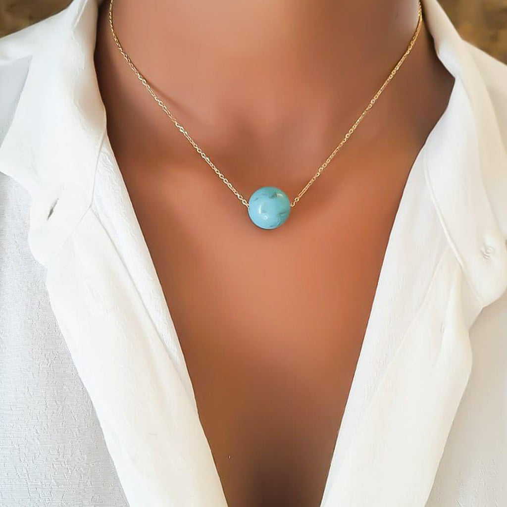 Gold Turquoise Stone Necklace