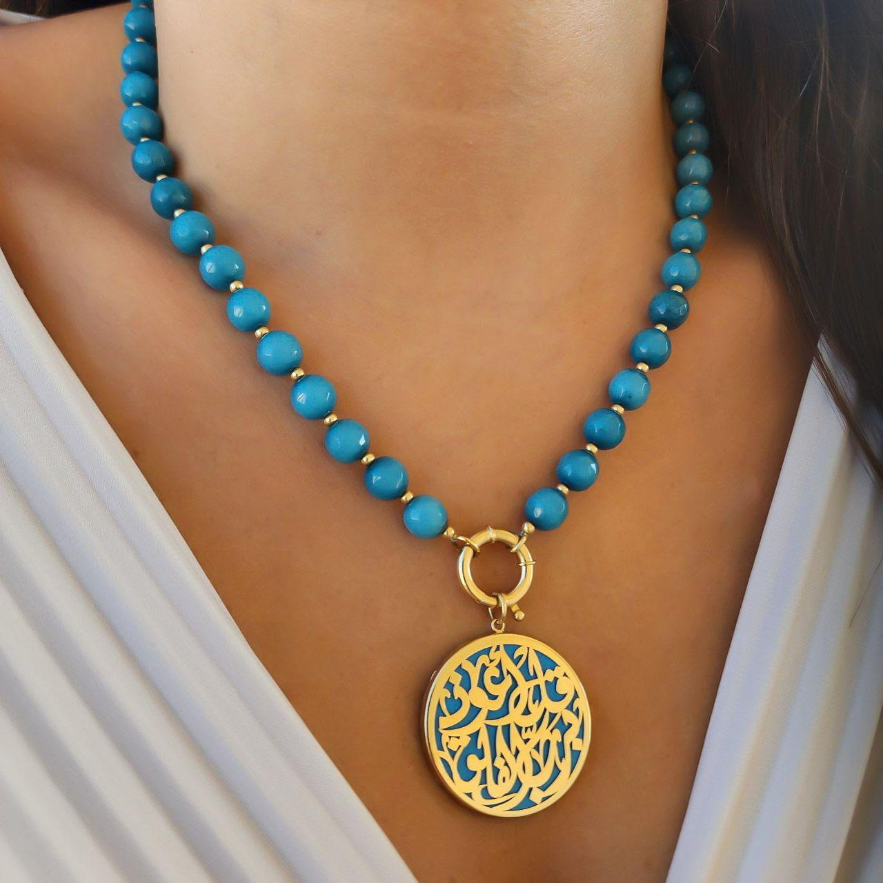 Gold Design With Turquoise Stone Necklace