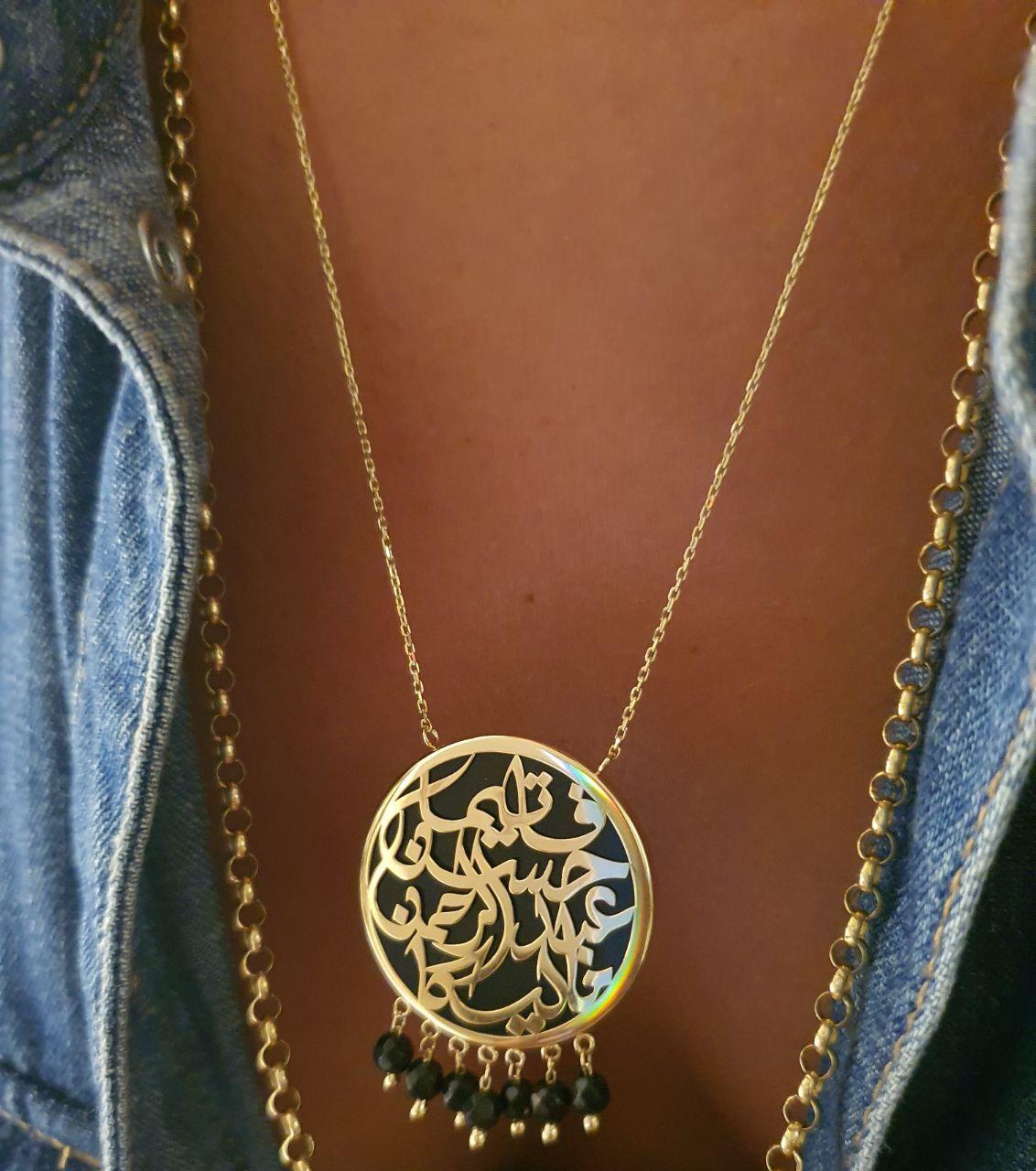 Gold Design With Onyx Stone Necklace