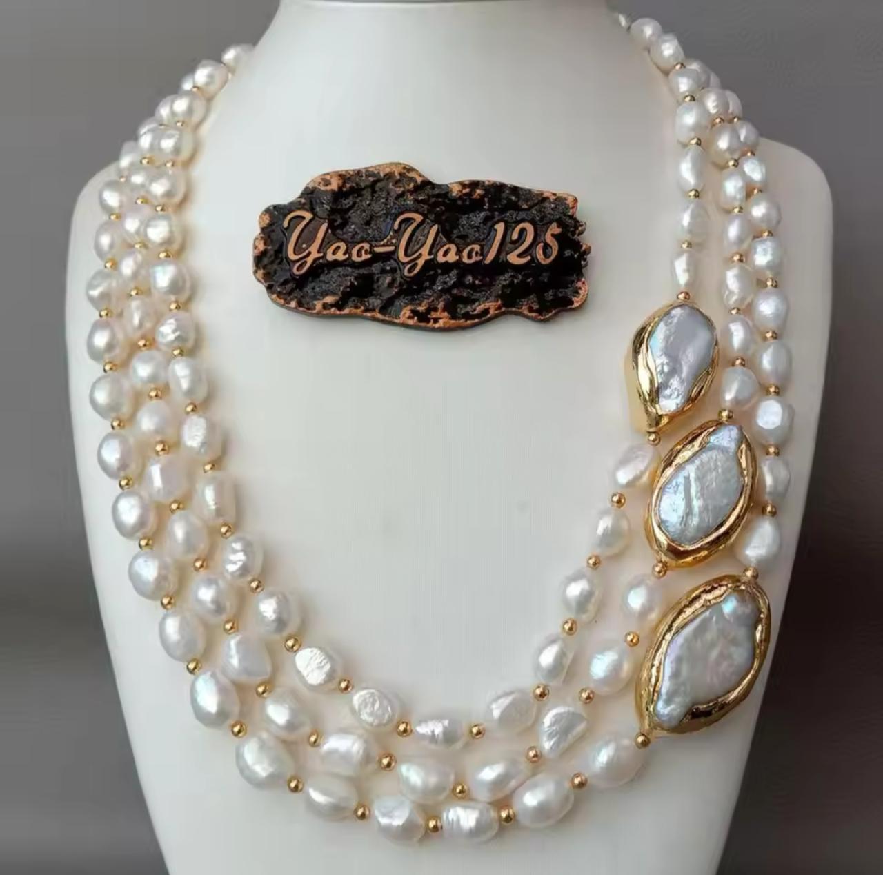 Natural Pearl Multi Layer Necklace