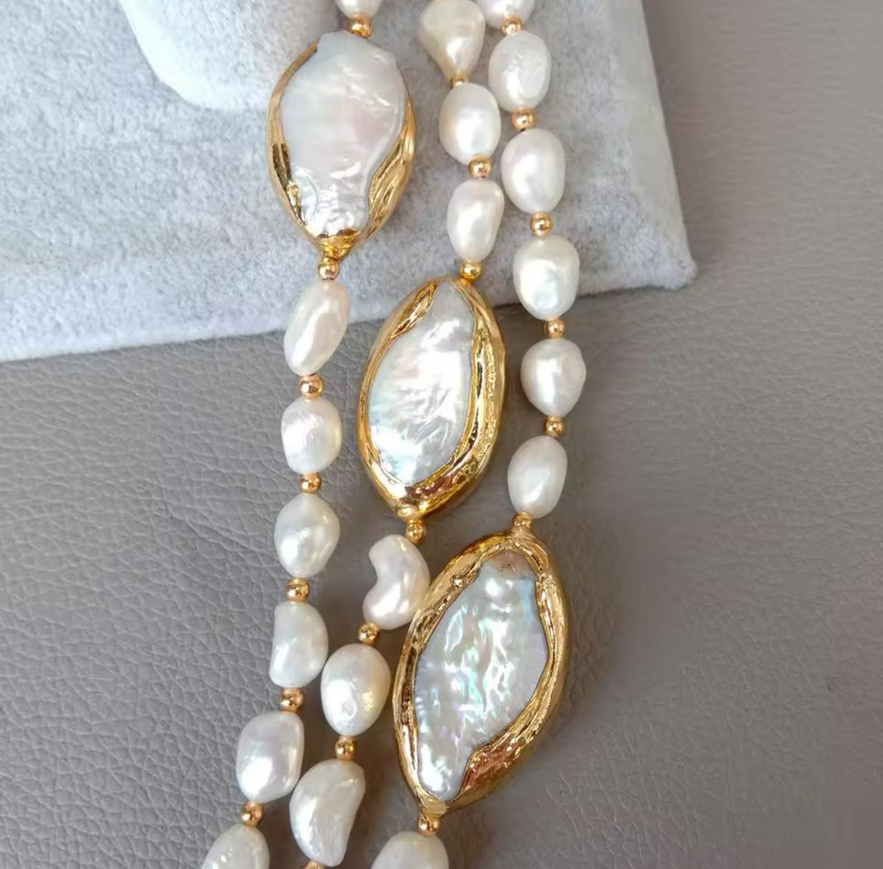 Natural Pearl Multi Layer Necklace