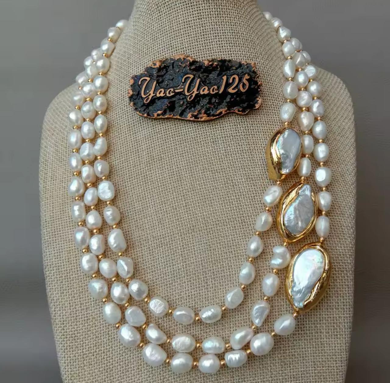 Natural Pearl Multi Layer Necklace