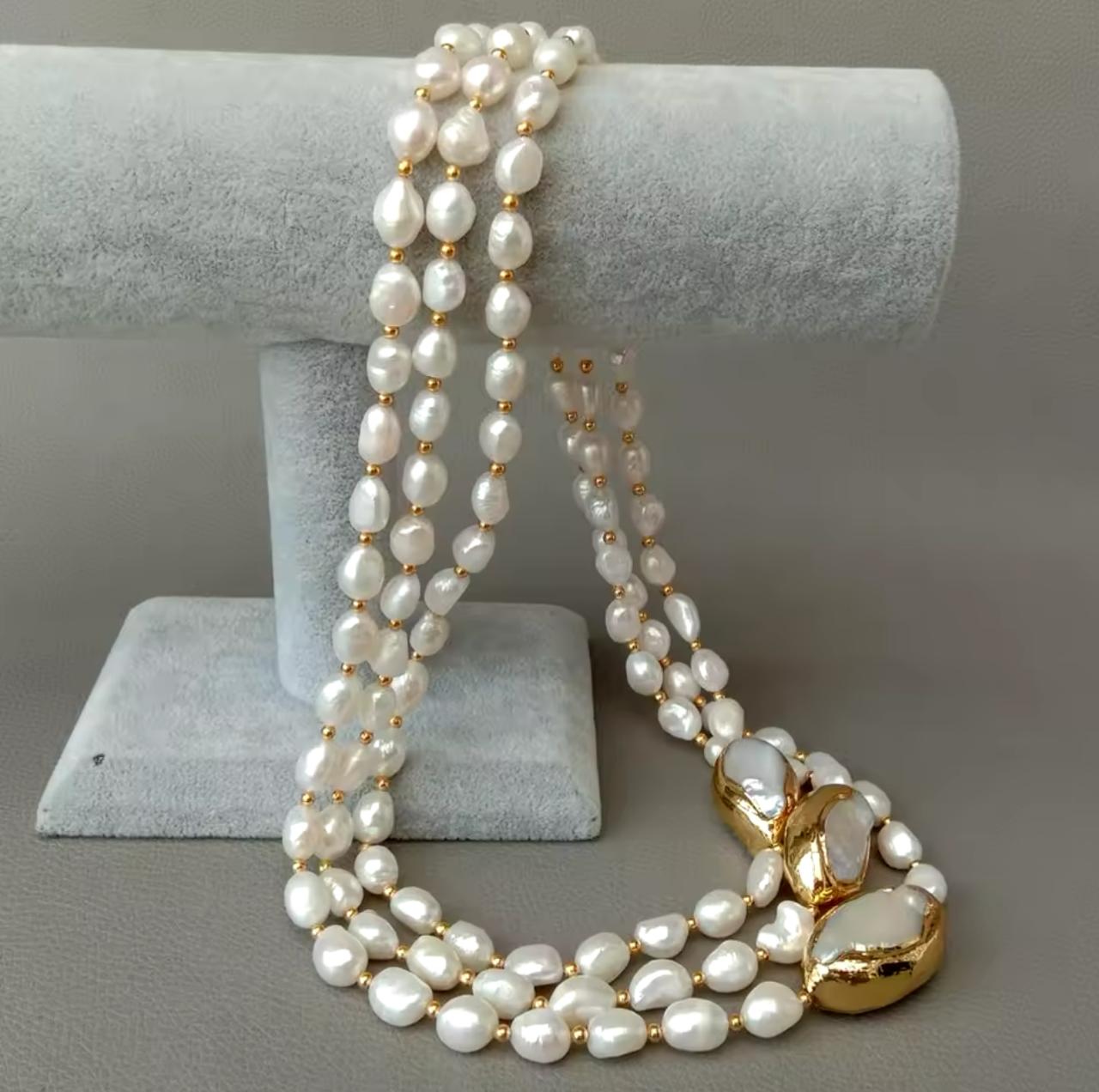 Natural Pearl Multi Layer Necklace