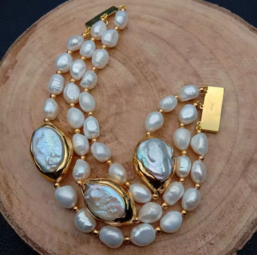Natural Pearl Multi Layer Bracelet