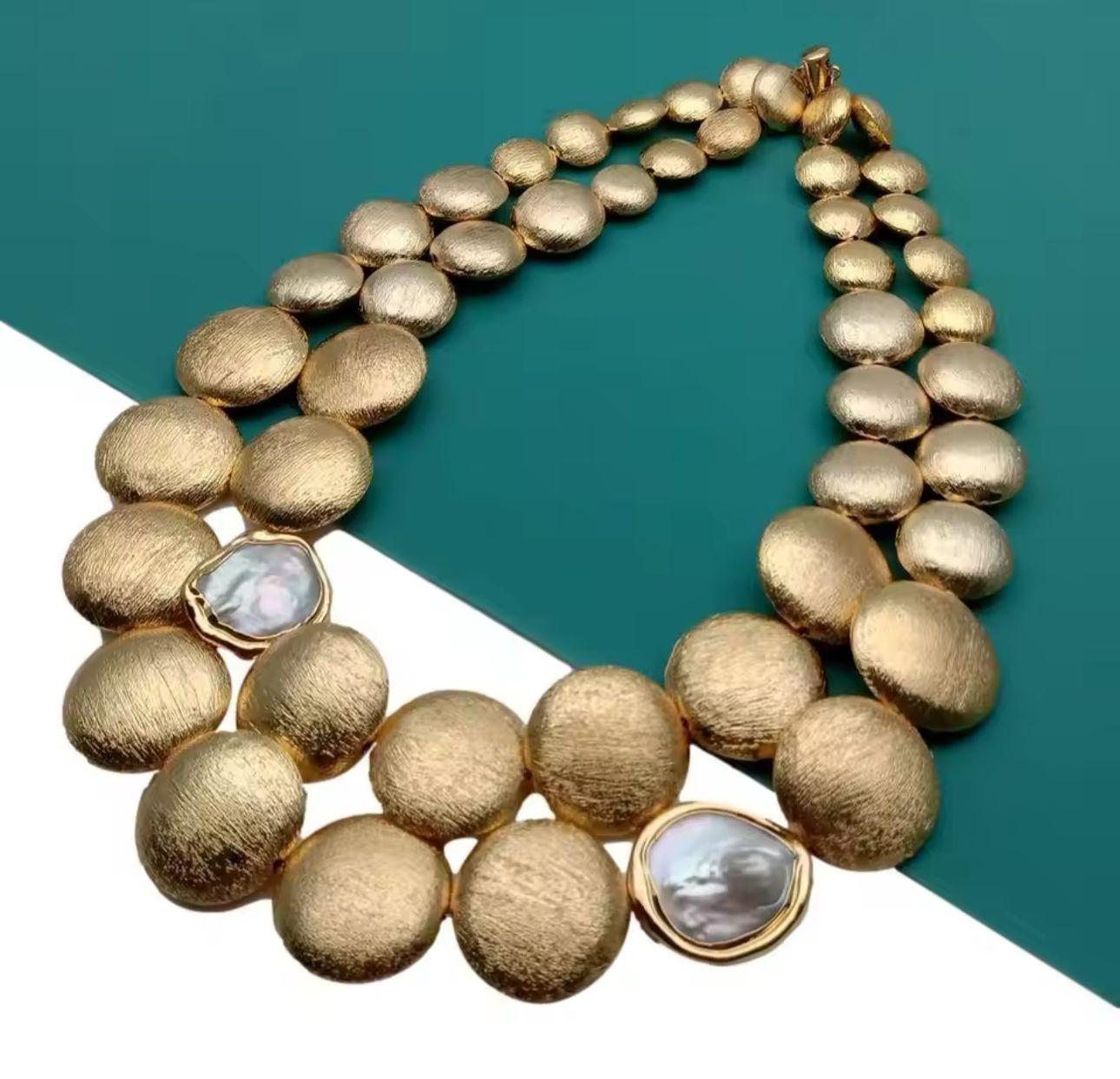 Natural Pearl Gold Plated Design Necklace