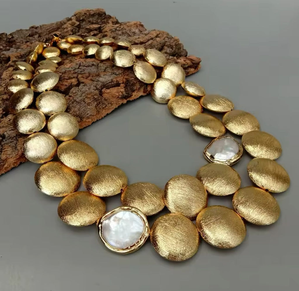 Natural Pearl Gold Plated Design Necklace