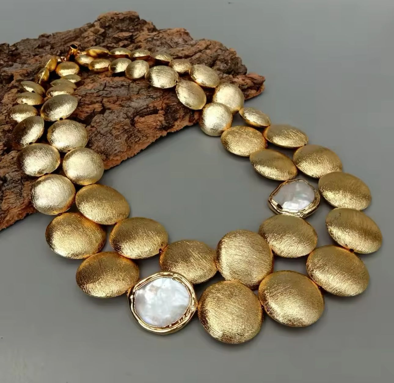 Natural Pearl Gold Plated Design Necklace