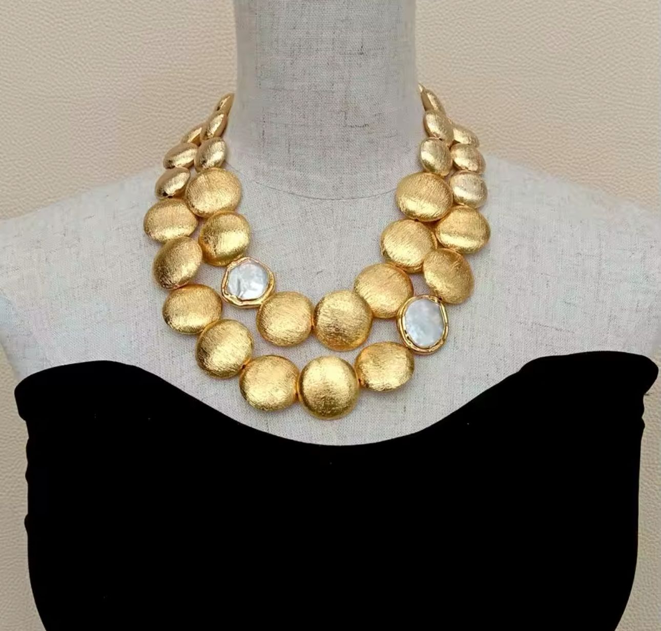 Natural Pearl Gold Plated Design Necklace
