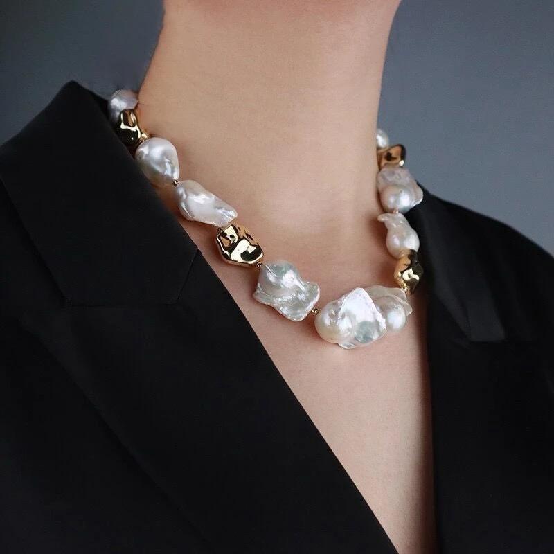 Natural Pearl Gold Plated Design Necklace