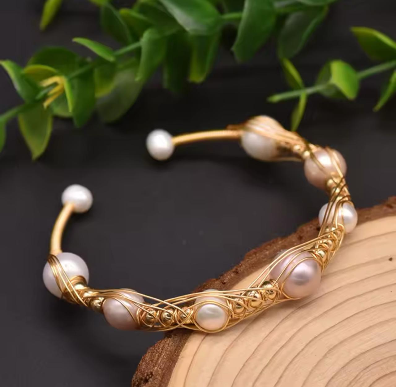 Natural Pearl Gold Plated Bracelet