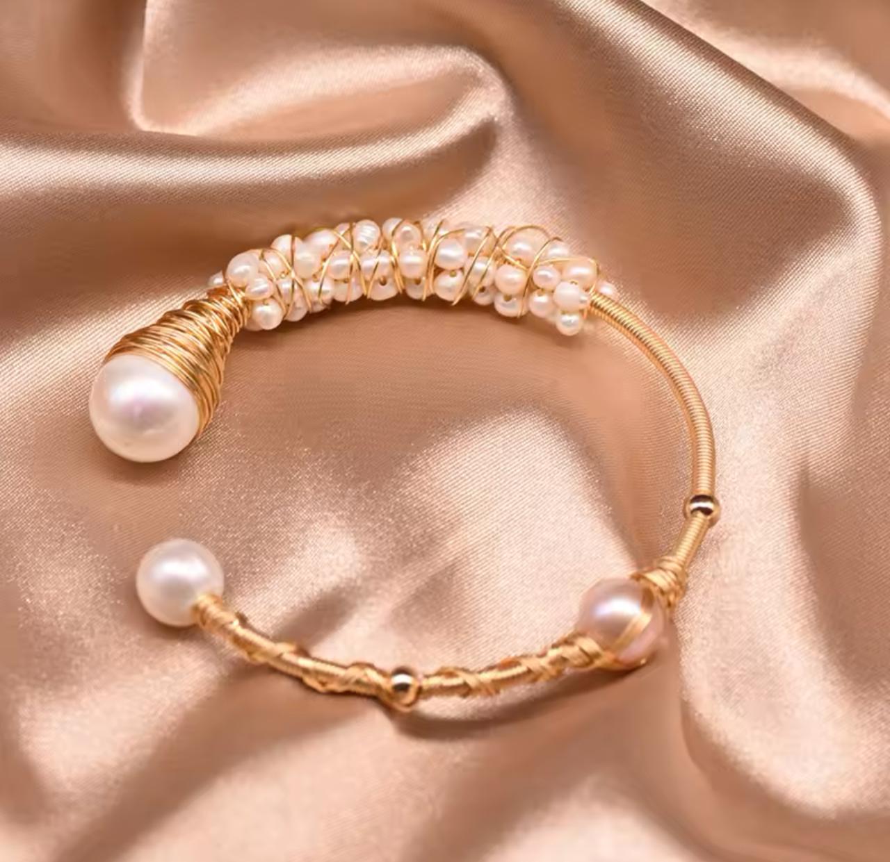 Natural Pearl Gold Plated Bracelet
