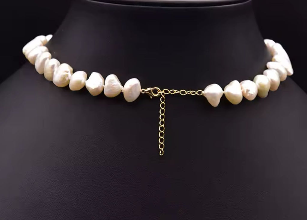 Natural Pearl With Flowers Design Necklace