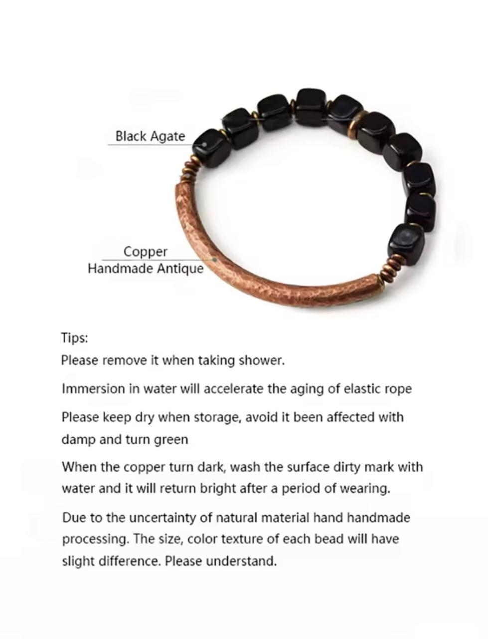 Obsidian Natural Stone with Pure Copper and Magnetic Point Healing