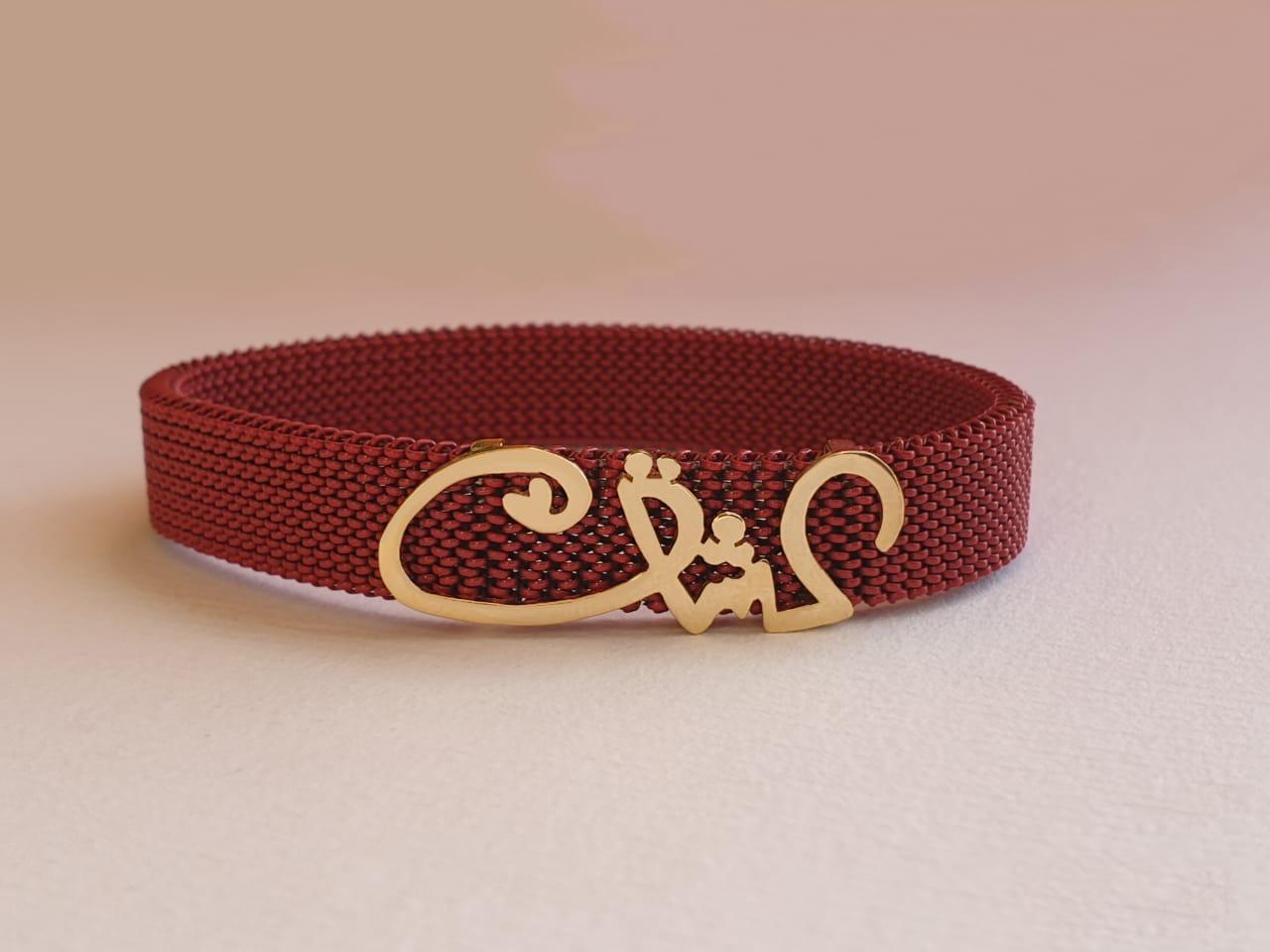 Gold (عشق) Design With Italian Steel Bracelet