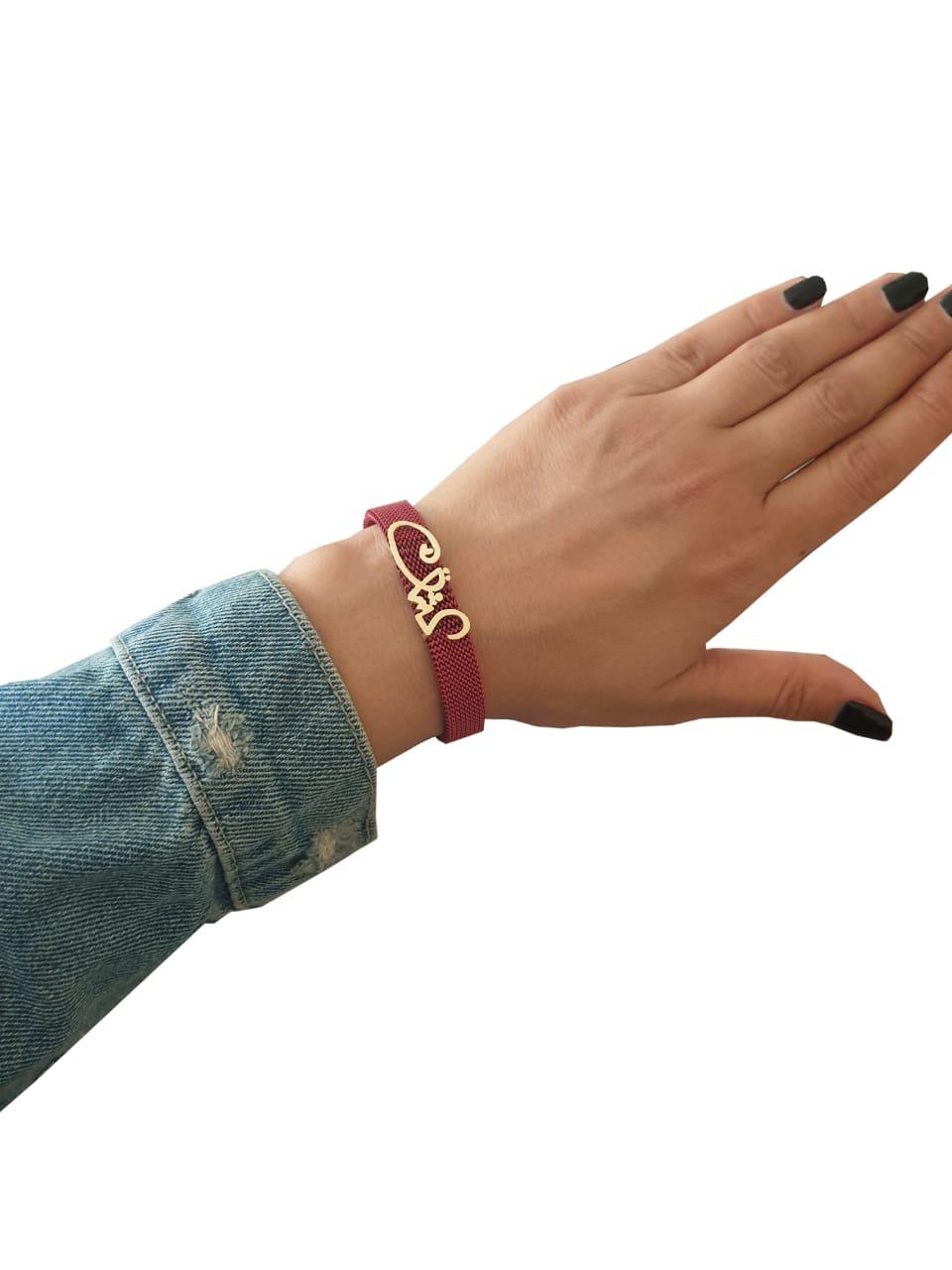 Gold (عشق) Design With Italian Steel Bracelet