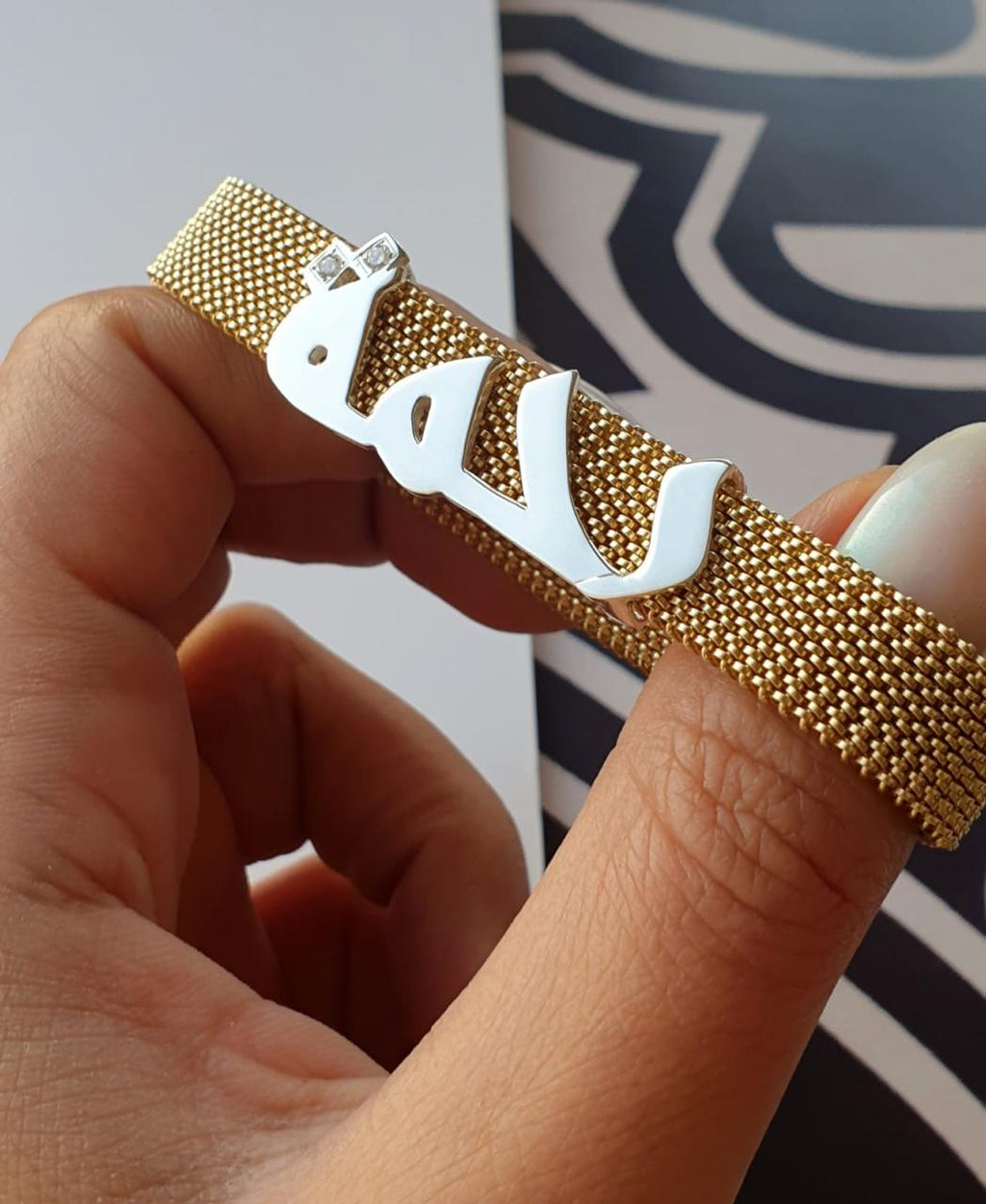 Gold Name Design With Italian Steel Bracelet