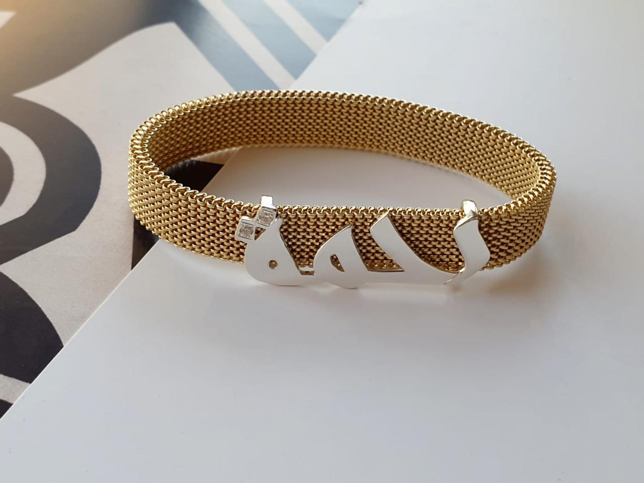 Gold Name Design With Italian Steel Bracelet