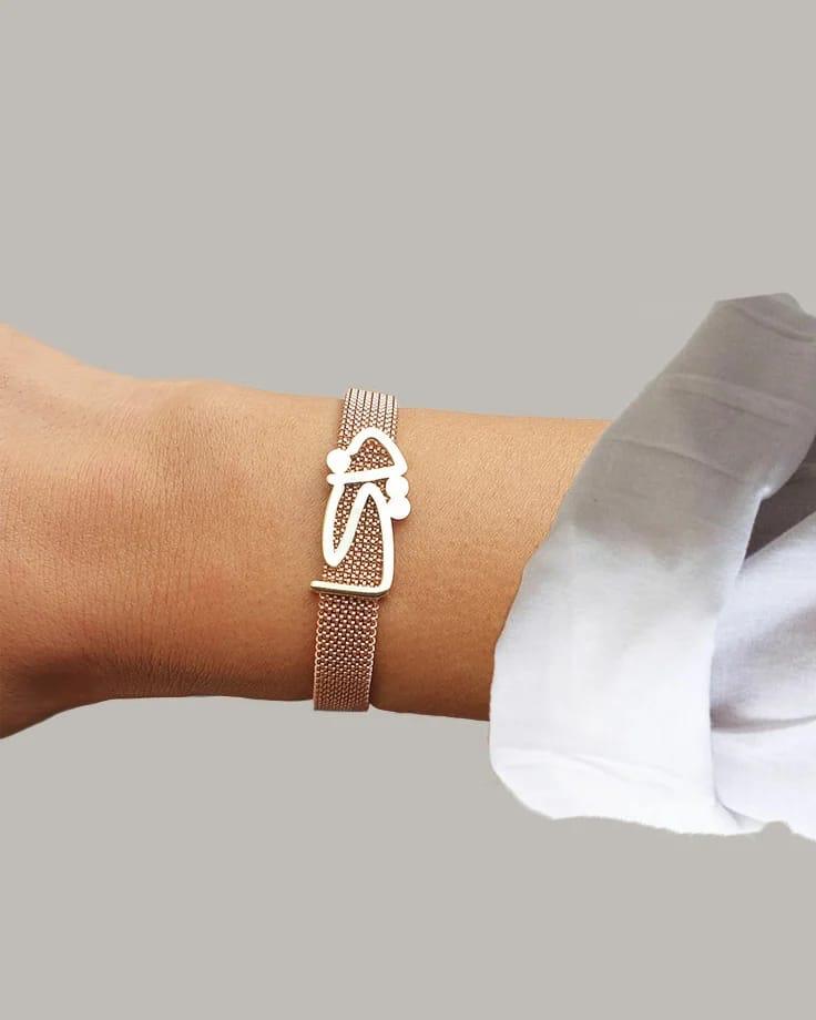 Gold Free Style Name Design With Italian Steel Bracelet