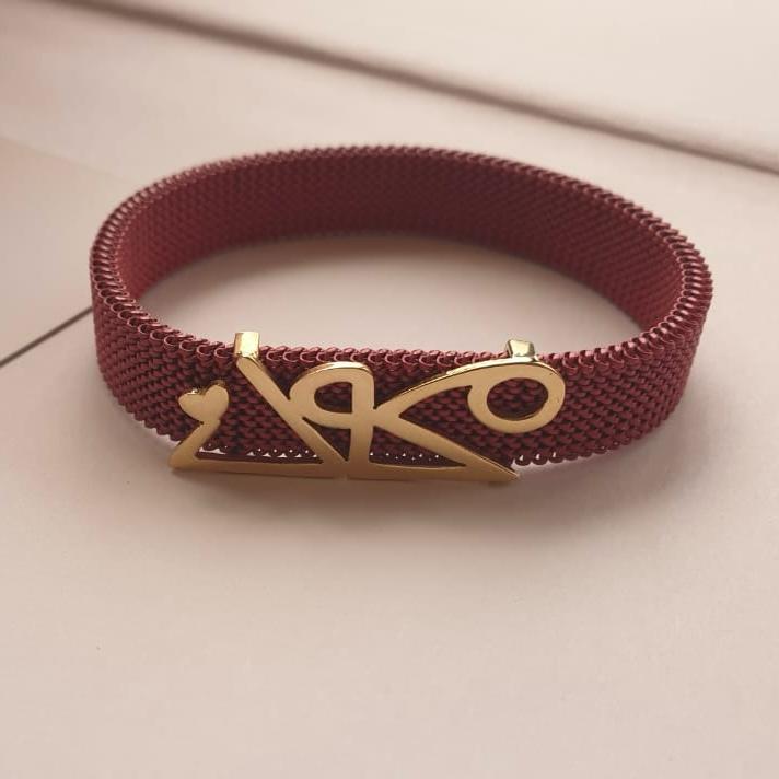 Gold Free Style Name Design With Italian Steel Bracelet