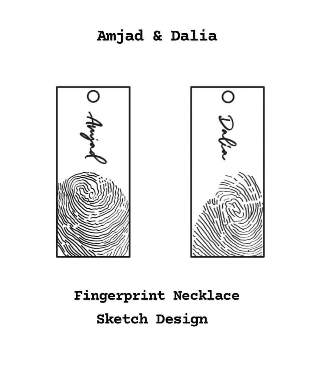 Fingerprint Gold Necklace Sketch Design