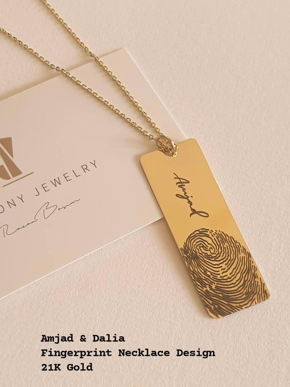 Fingerprint Gold Necklace Sketch Design