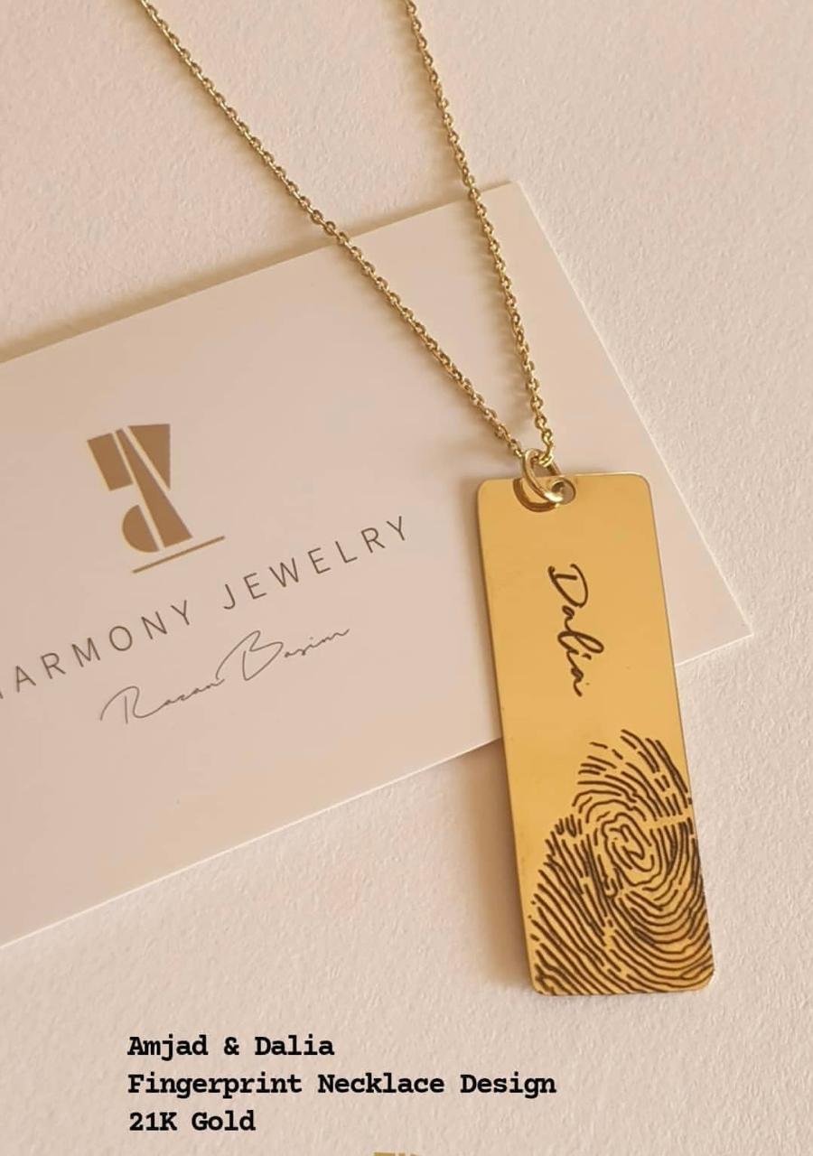 Fingerprint Gold Necklace Sketch Design