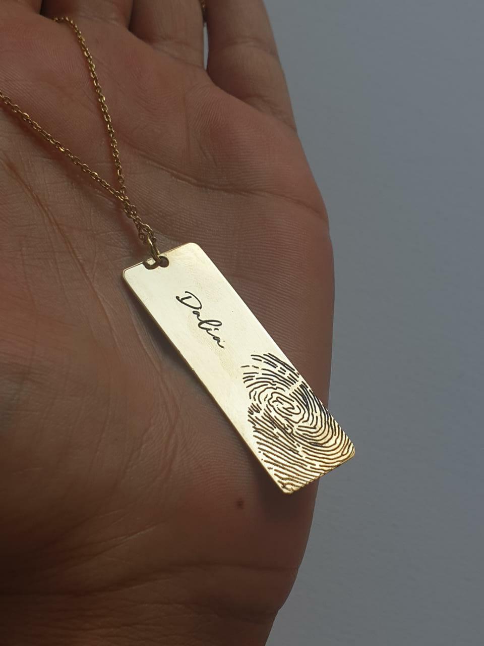Fingerprint Gold Necklace Sketch Design