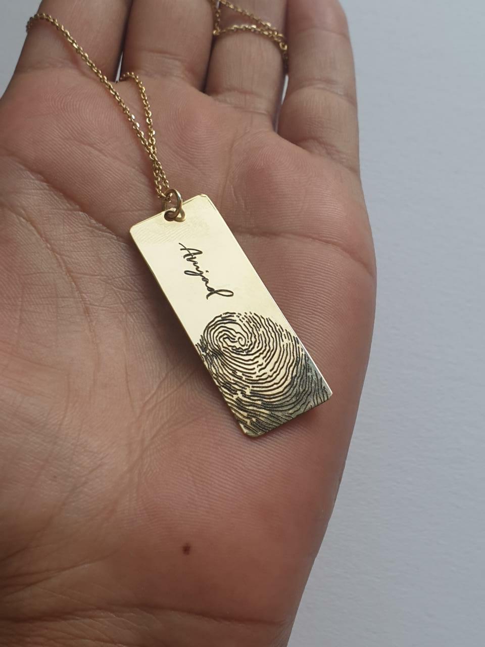 Fingerprint Gold Necklace Sketch Design
