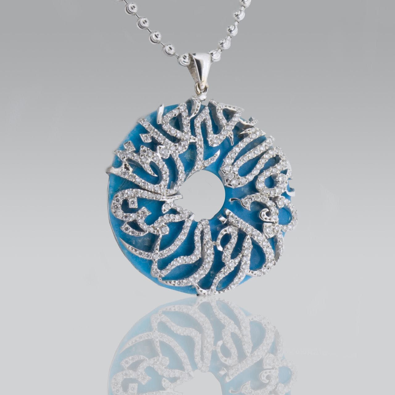 Donut Turquoise Stone With Gold Design Necklace