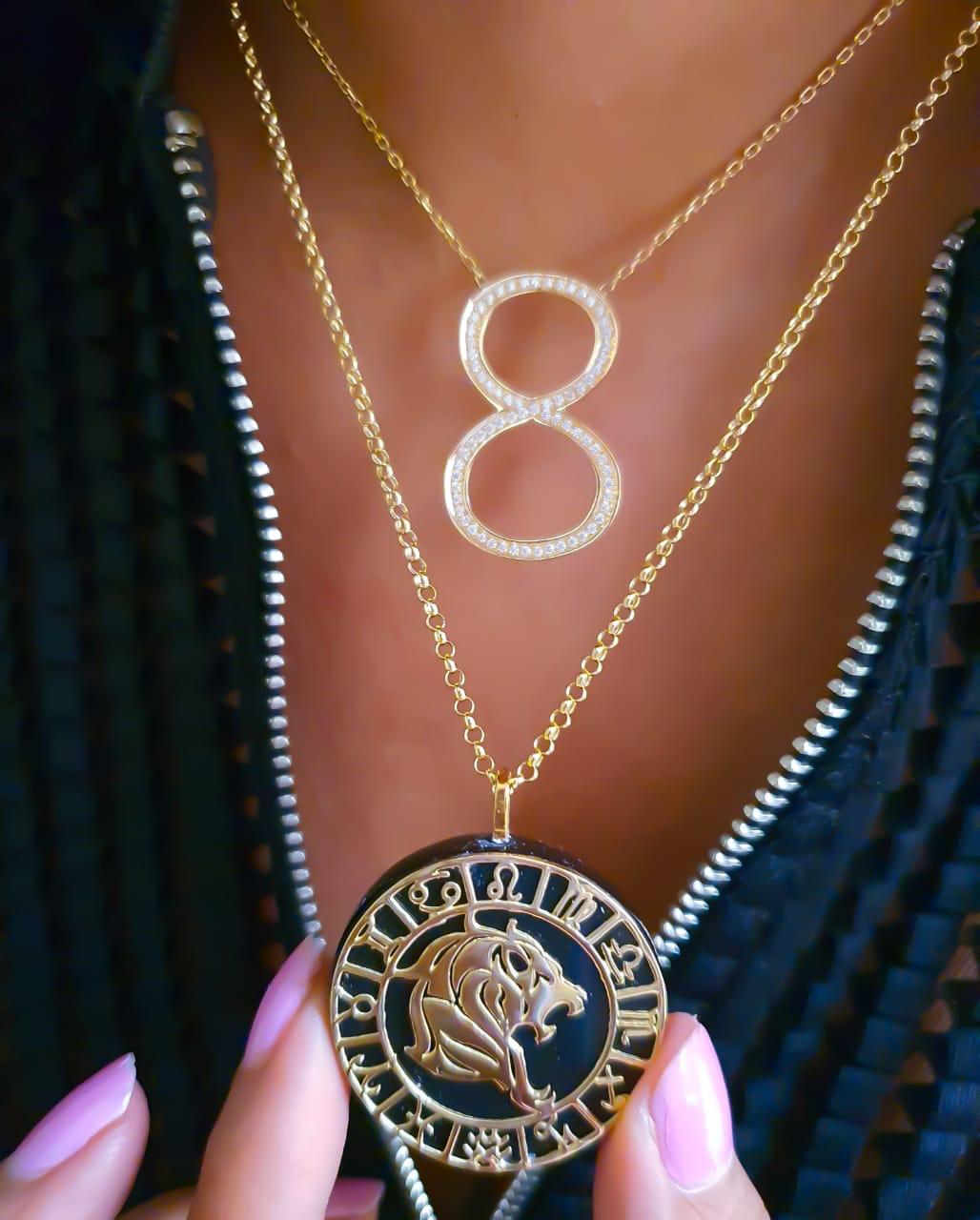 Gold Leo With Zodiac Sign Necklace