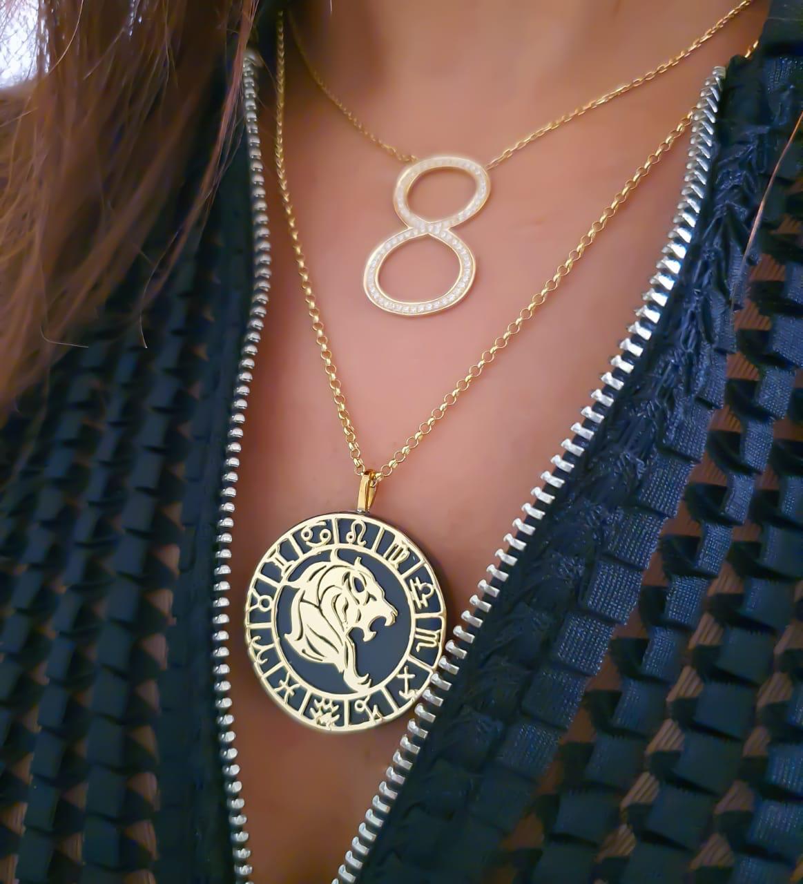 Gold Leo With Zodiac Sign Necklace