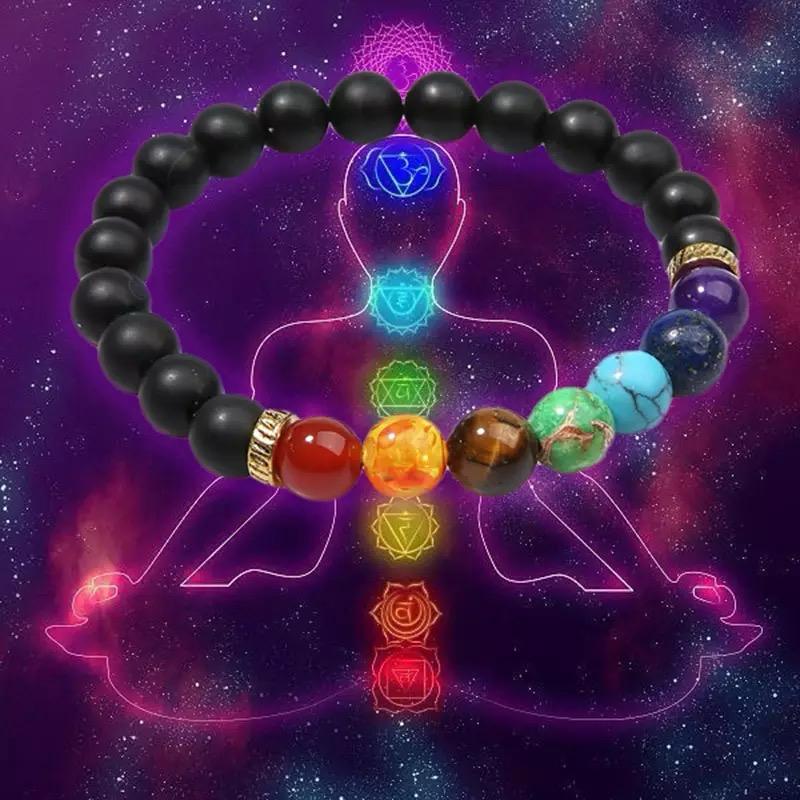 7Chakras Natural Stone With Lava Stone Bracelet