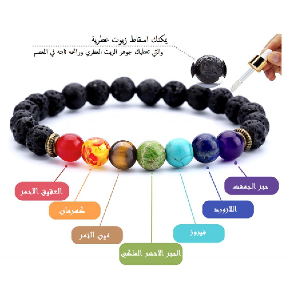 7Chakras Natural Stone With Lava Stone Bracelet