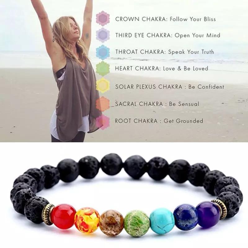 7Chakras Natural Stone With Lava Stone Bracelet