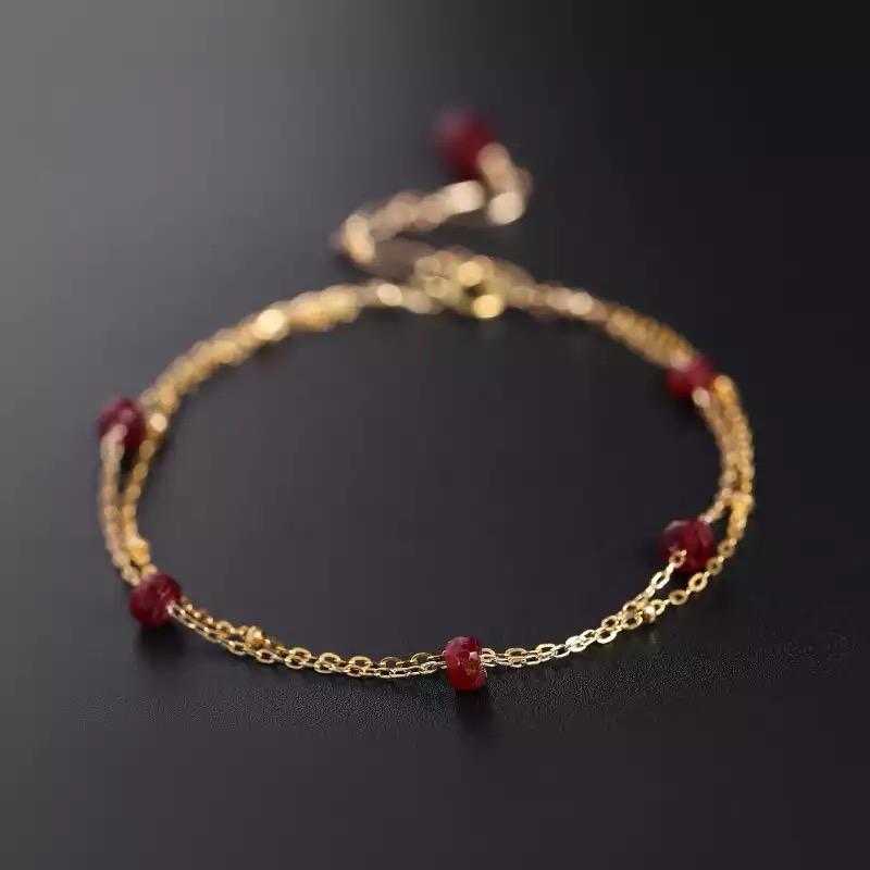 Gold Ruby Stone Bracelet