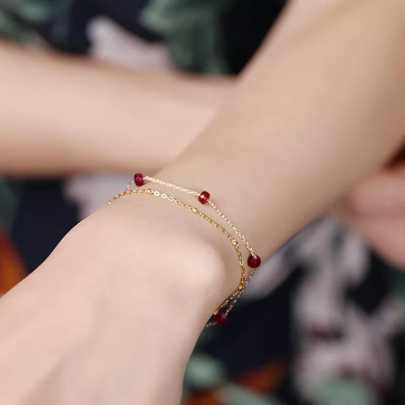 Gold Ruby Stone Bracelet