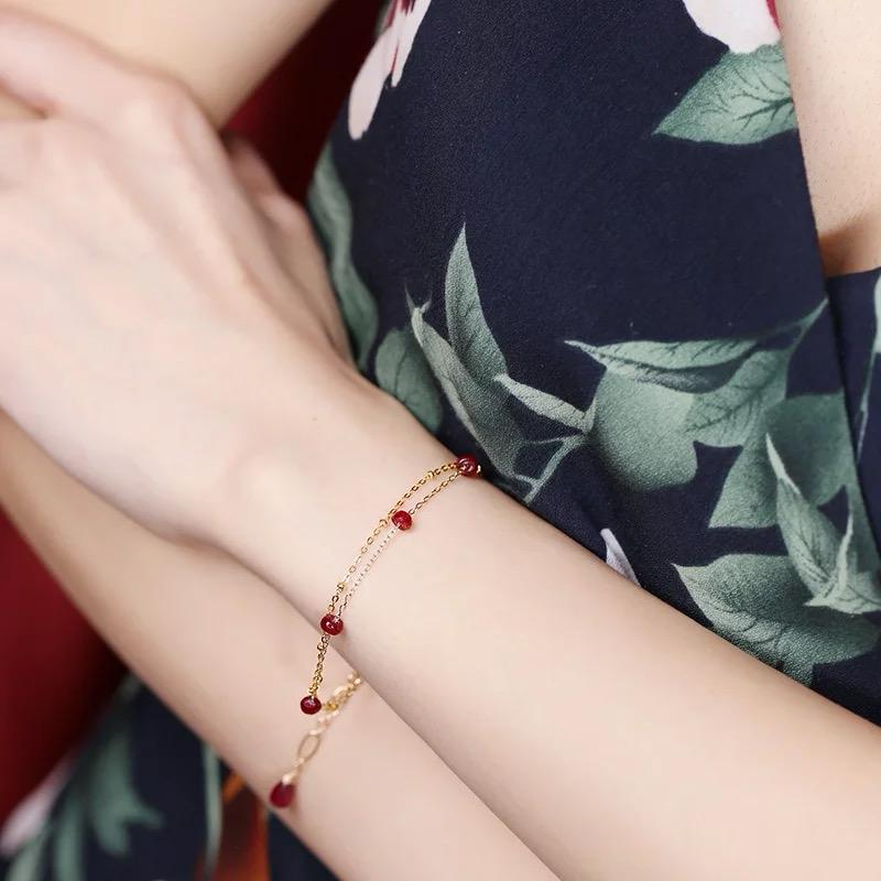 Gold Ruby Stone Bracelet
