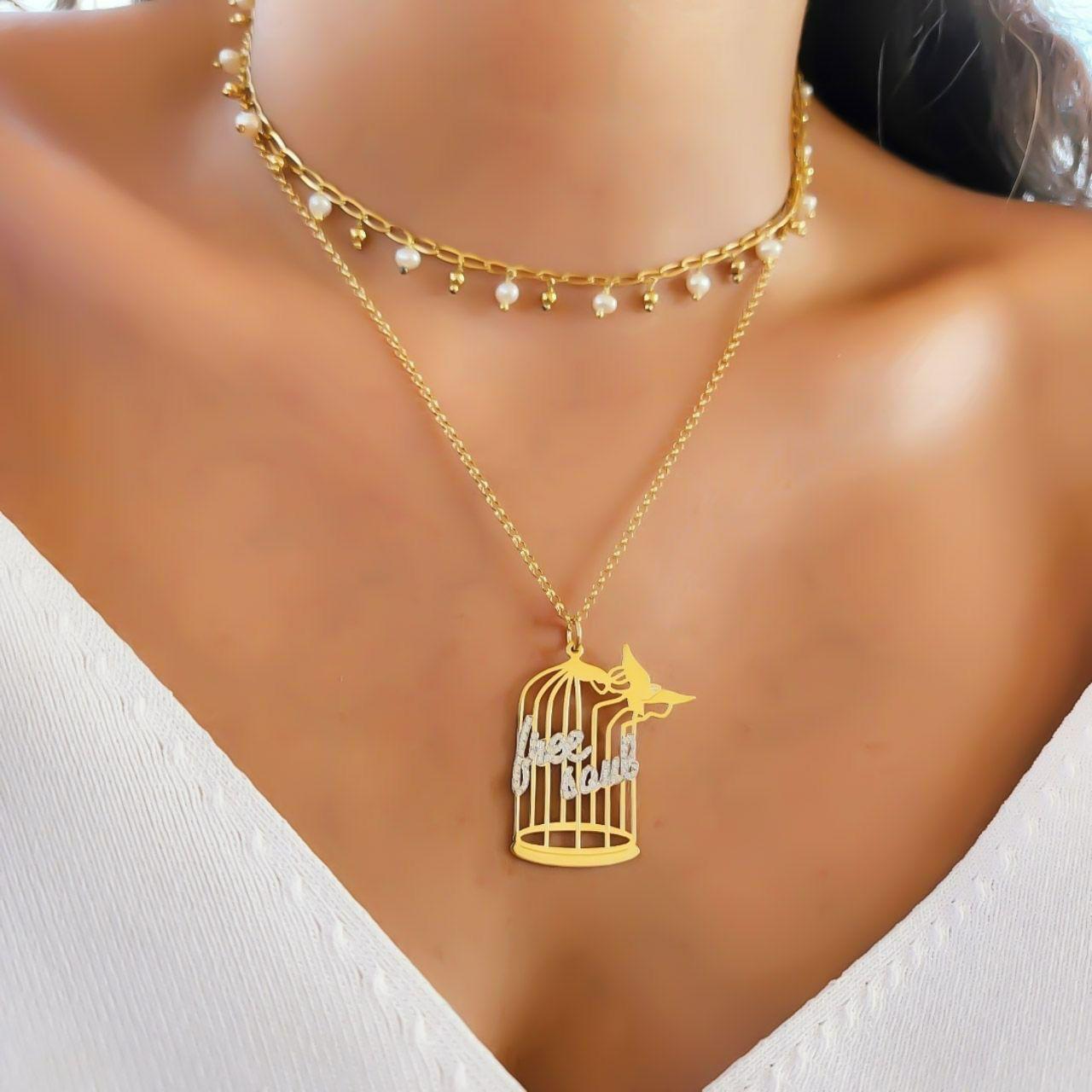 Gold (Free Soul) Design with Zircon Stone Necklace