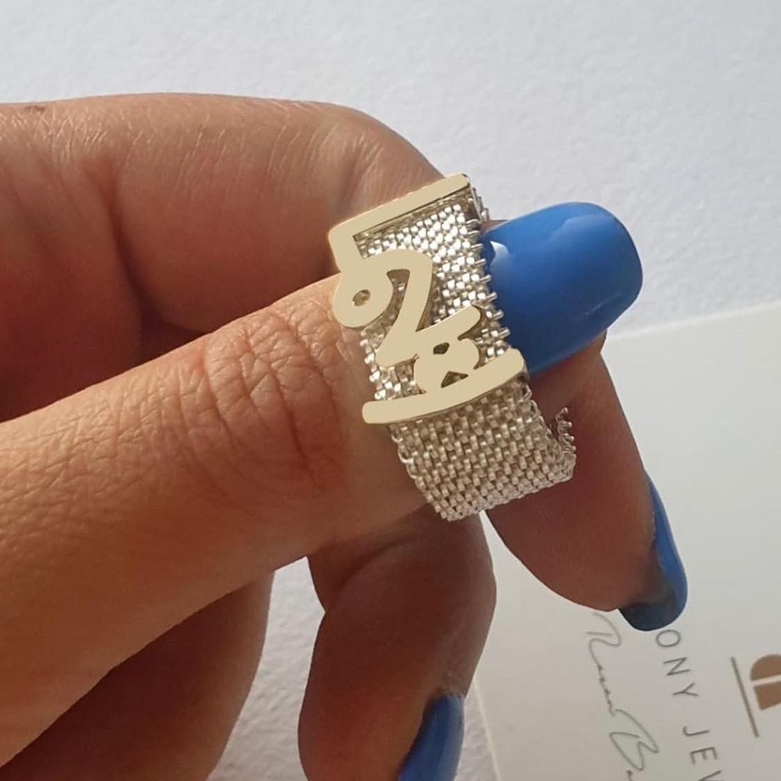 Gold Name Design With Italian Steel Ring