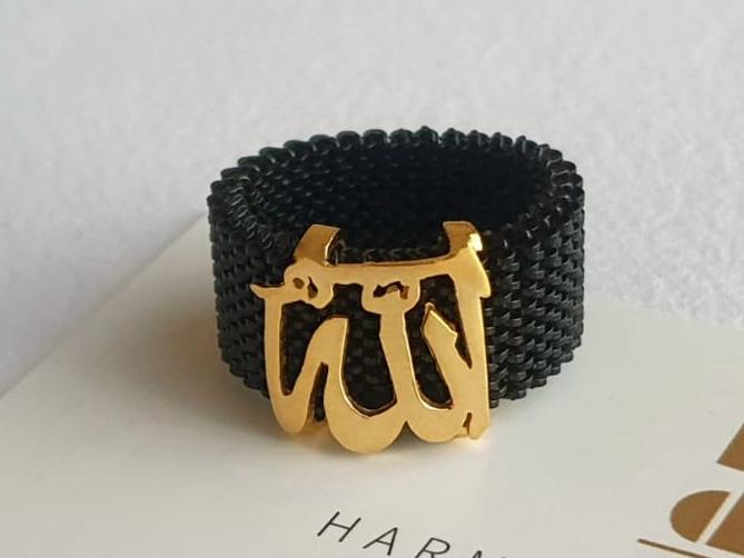 Gold (الله) Design With Italian Steel Ring