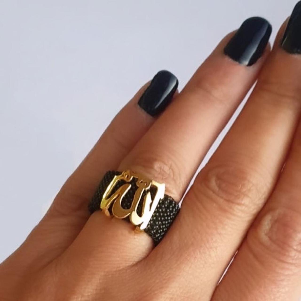 Gold (الله) Design With Italian Steel Ring
