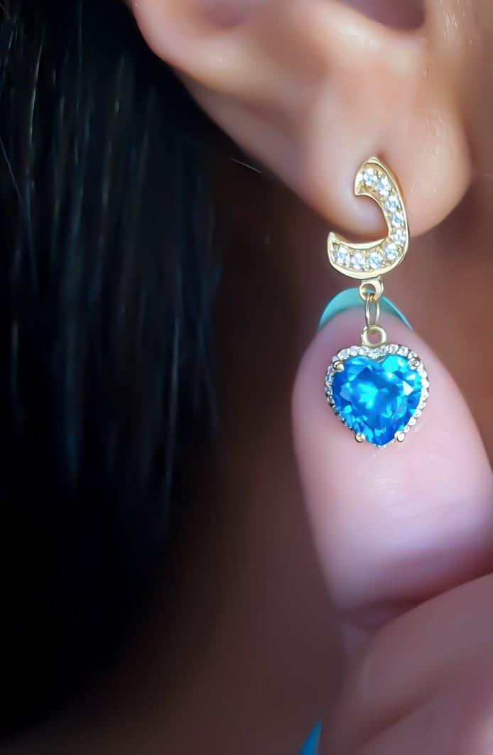 Gold letter Design with Zircon Stone Earring