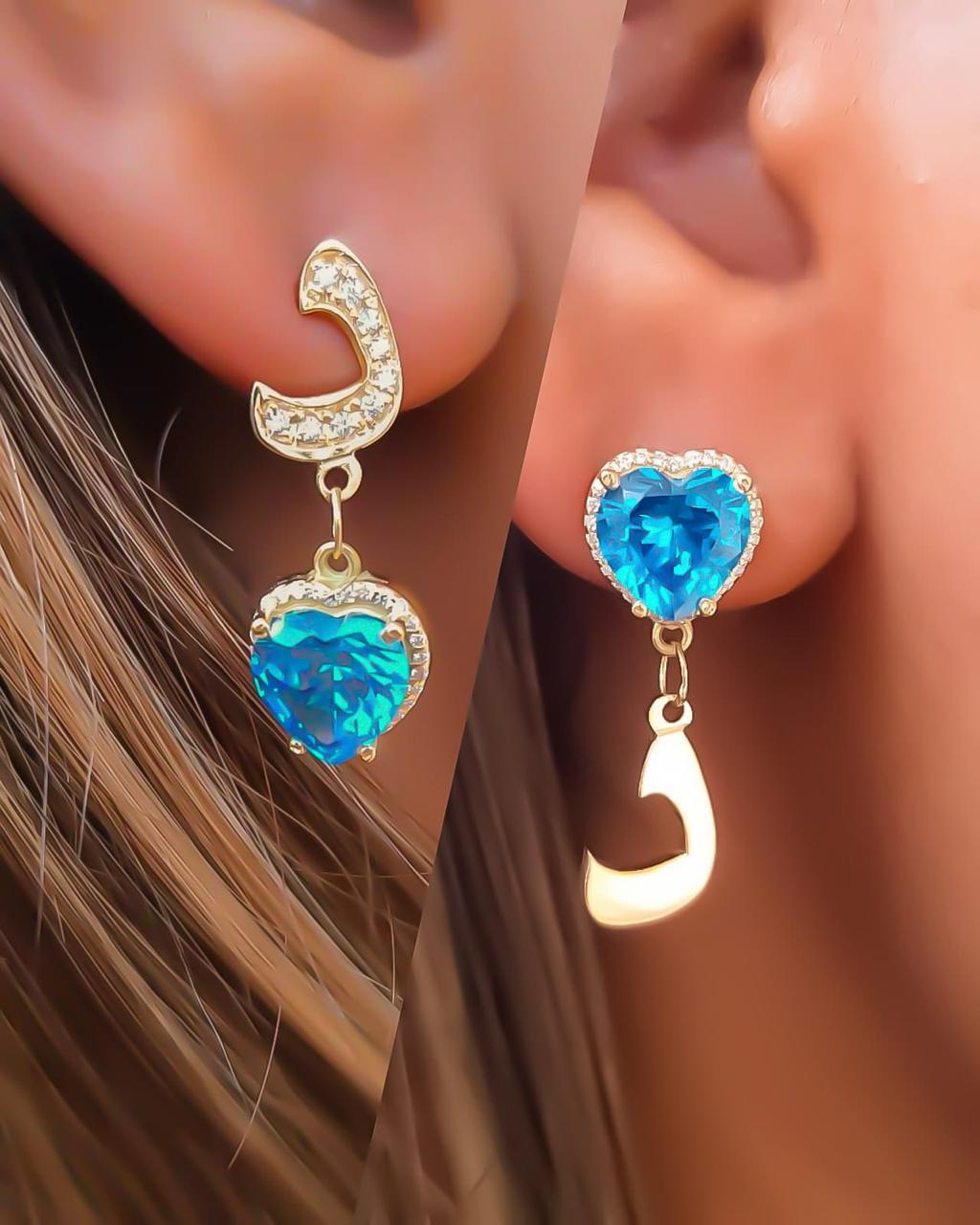 Gold letter Design with Zircon Stone Earring