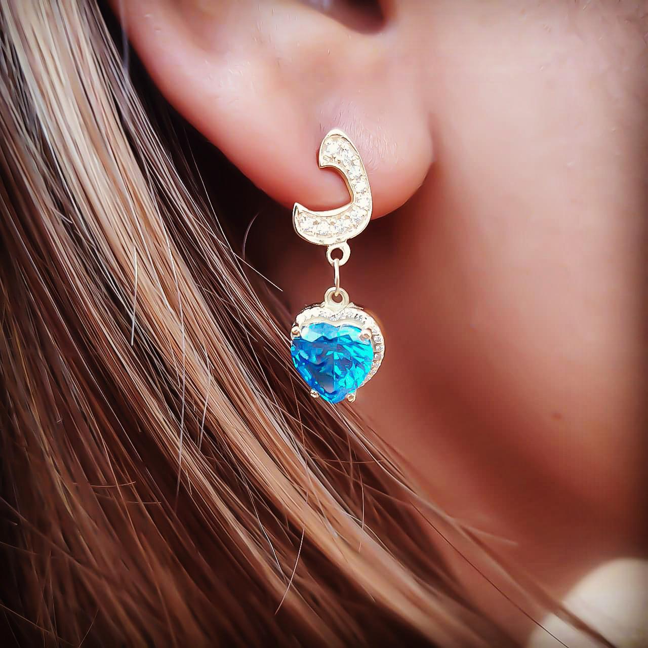 Gold letter Design with Zircon Stone Earring